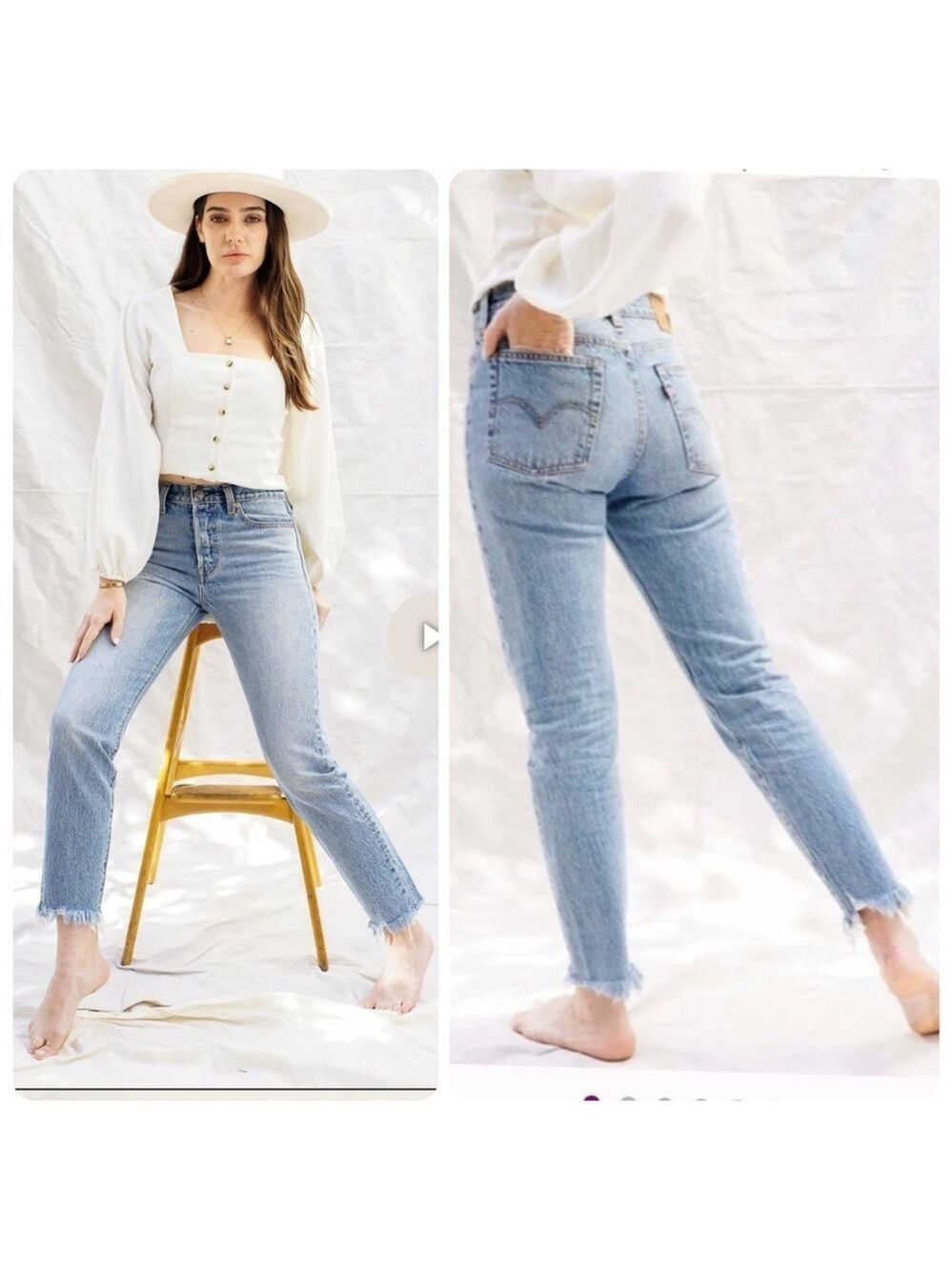 Levi's Icon Wedgie Jeans Ankle Raw Chewed Hem Size 27